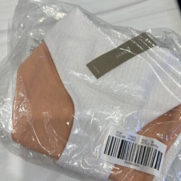 NWT J.Crew White Textured Curved Waist Cheeky Bikini Bottom Size Medium - Picture 5 of 6